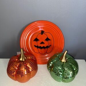 9" Spooky JOL Pumpkin  FIESTAWARE Orange Halloween Luncheon Plate Only